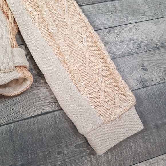 Free People Cozy Knit Mix Moto Jacket Medium UK 12 Ivory Neutral Boho BN - Picture 5 of 12